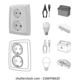 Isolated object of electricity and electric icon. Collection of electricity and energy vector icon for stock.