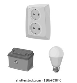 Isolated object of electricity and electric icon. Collection of electricity and energy vector icon for stock.