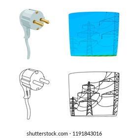 Isolated object of electricity and electric icon. Collection of electricity and energy stock symbol for web.