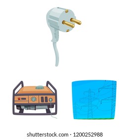 Isolated object of electricity and electric icon. Set of electricity and energy stock vector illustration.