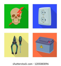 Isolated object of electricity and electric icon. Set of electricity and energy stock vector illustration.