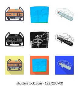 Isolated object of electricity and electric icon. Collection of electricity and energy vector icon for stock.