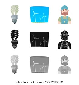 Isolated object of electricity and electric icon. Set of electricity and energy vector icon for stock.