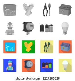 Isolated object of electricity and electric icon. Set of electricity and energy vector icon for stock.