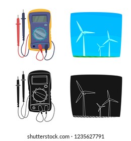 Isolated object of electricity and electric icon. Collection of electricity and energy vector icon for stock.