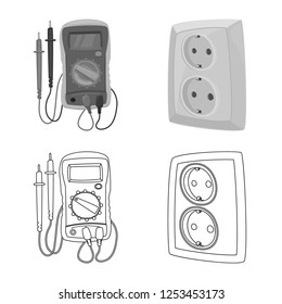Isolated object of electricity and electric icon. Set of electricity and energy vector icon for stock.
