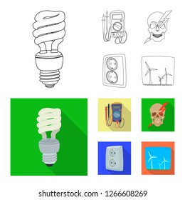Isolated object of electricity and electric icon. Collection of electricity and energy stock vector illustration.