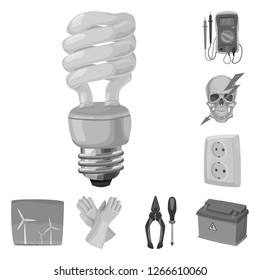 Isolated object of electricity and electric icon. Collection of electricity and energy stock symbol for web.