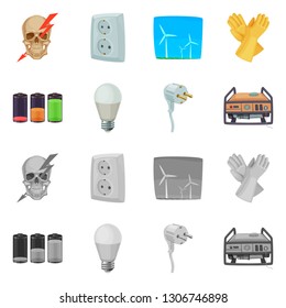 Isolated object of electricity and electric icon. Set of electricity and energy vector icon for stock.