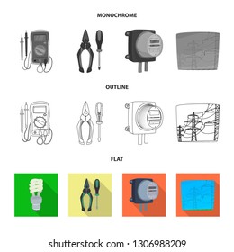 Isolated object of electricity and electric icon. Collection of electricity and energy vector icon for stock.