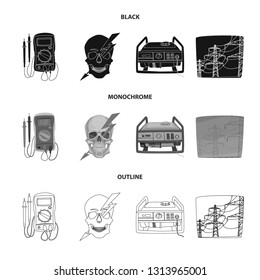 Isolated object of electricity and electric icon. Set of electricity and energy stock vector illustration.