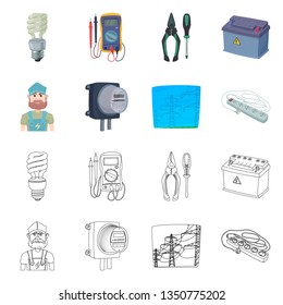 Isolated object of electricity and electric icon. Collection of electricity and energy stock symbol for web.