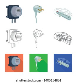 Isolated object of electricity and electric icon. Collection of electricity and energy vector icon for stock.