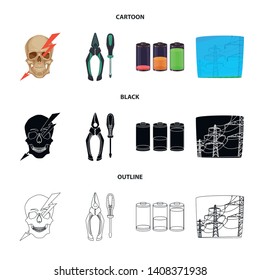 Isolated object of electricity and electric icon. Collection of electricity and energy vector icon for stock.