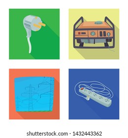 Isolated object of electricity and electric icon. Set of electricity and energy stock vector illustration.