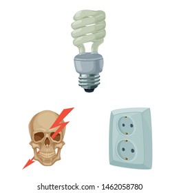 Isolated object of electricity and electric icon. Collection of electricity and energy stock symbol for web.