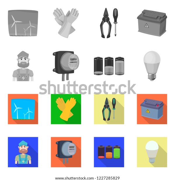 Isolated object of\
electricity and electric icon. Set of electricity and energy vector\
icon for stock.