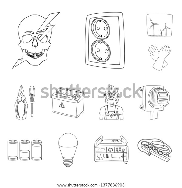 Isolated object of\
electricity and electric icon. Set of electricity and energy stock\
symbol for web.