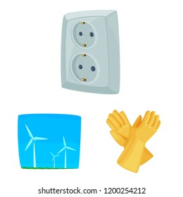 Isolated object of electricity and electric logo. Set of electricity and energy stock symbol for web.