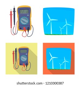 Isolated object of electricity and electric logo. Set of electricity and energy stock symbol for web.