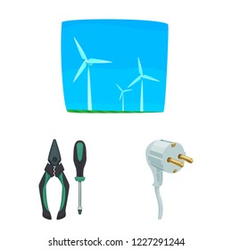 Isolated object of electricity and electric logo. Set of electricity and energy stock vector illustration.