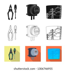 Isolated object of electricity and electric logo. Collection of electricity and energy stock vector illustration.