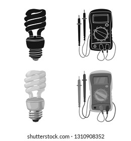 Isolated object of electricity and electric logo. Collection of electricity and energy vector icon for stock.