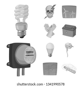 Isolated object of electricity and electric logo. Set of electricity and energy stock symbol for web.