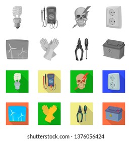 Isolated object of electricity and electric logo. Set of electricity and energy vector icon for stock.