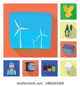 Isolated object of electricity and electric logo. Set of electricity and energy stock symbol for web.