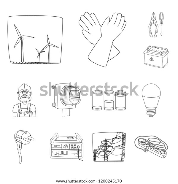 Isolated object of\
electricity and electric logo. Collection of electricity and energy\
stock vector\
illustration.