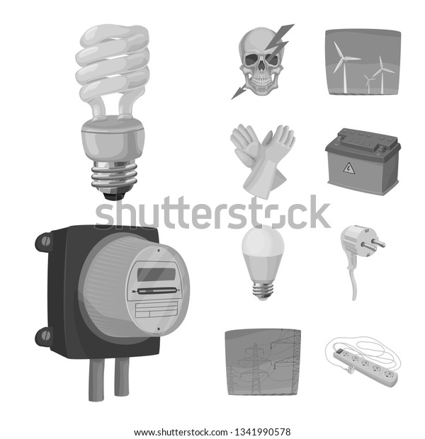 Isolated object of\
electricity and electric logo. Set of electricity and energy stock\
symbol for web.
