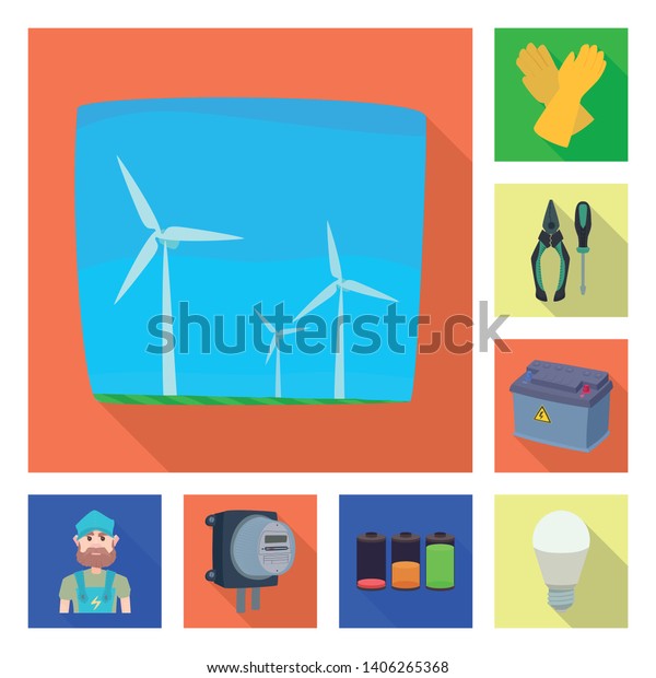 Isolated object of
electricity and electric logo. Set of electricity and energy stock
symbol for web.