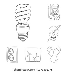 Isolated object of electricity and electric sign. Collection of electricity and energy stock vector illustration.