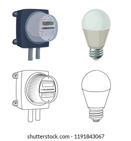Isolated object of electricity and electric sign. Collection of electricity and energy vector icon for stock.