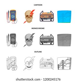 Isolated object of electricity and electric sign. Set of electricity and energy stock vector illustration.