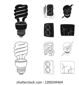 Isolated object of electricity and electric sign. Collection of electricity and energy stock symbol for web.