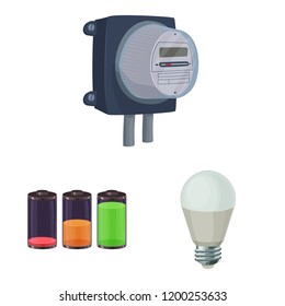Isolated object of electricity and electric sign. Set of electricity and energy vector icon for stock.