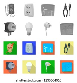 Isolated object of electricity and electric sign. Collection of electricity and energy vector icon for stock.
