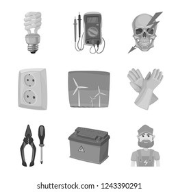 Isolated object of electricity and electric sign. Set of electricity and energy stock vector illustration.