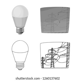 Isolated object of electricity and electric sign. Set of electricity and energy vector icon for stock.