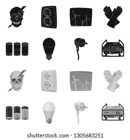 Isolated object of electricity and electric sign. Collection of electricity and energy stock symbol for web.