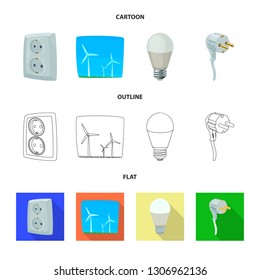 Isolated object of electricity and electric sign. Set of electricity and energy vector icon for stock.