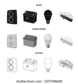 Isolated object of electricity and electric sign. Set of electricity and energy stock vector illustration.