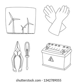 Isolated object of electricity and electric sign. Set of electricity and energy stock vector illustration.