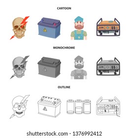 Isolated object of electricity and electric sign. Collection of electricity and energy vector icon for stock.