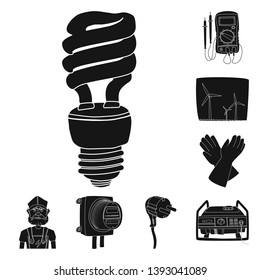 Isolated object of electricity and electric sign. Collection of electricity and energy stock symbol for web.