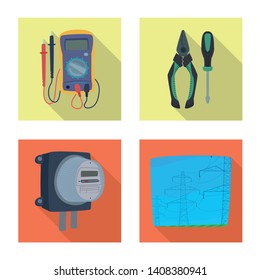 Isolated object of electricity and electric sign. Set of electricity and energy vector icon for stock.