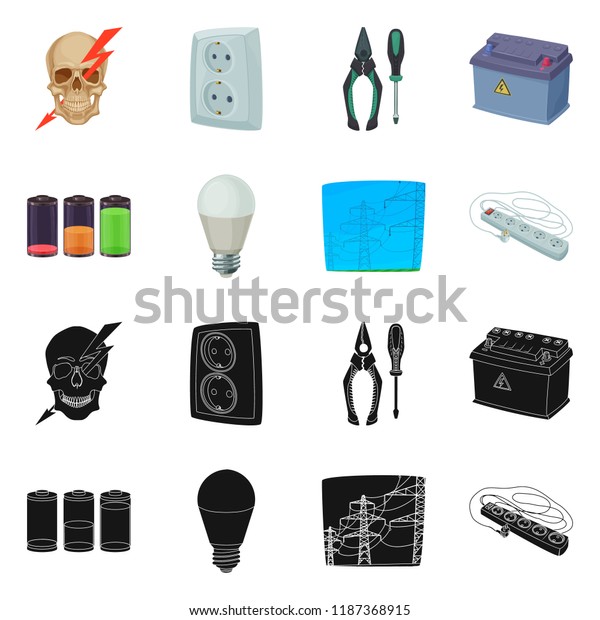 Isolated object of\
electricity and electric sign. Collection of electricity and energy\
stock vector\
illustration.