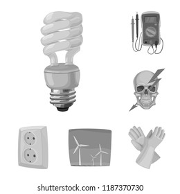 Isolated object of electricity and electric symbol. Set of electricity and energy stock vector illustration.
